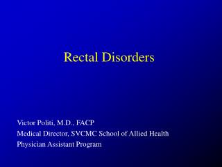 Rectal Disorders