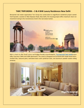 TARC TRIPUNDRA – 3 & 4 BHK Luxury Residences New Delhi