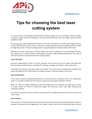 Tips for choosing the best laser cutting system