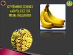 GOVERNMENT SCHEMES AND POLICIES FOR MARKETING BANANA