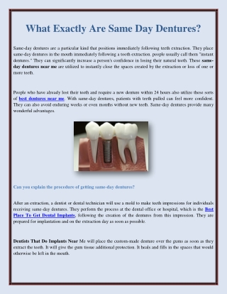 What Exactly Are Same Day Dentures?