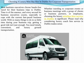 Choosing a Luxury Mini Bus Hire in Dublin for Corporate Transportation - LFLCS