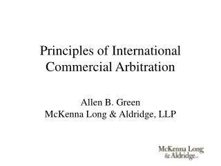 Principles of International Commercial Arbitration