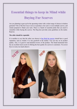 Essential things to keep in Mind while Buying Fur Scarves