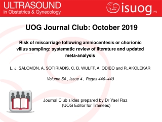 UOG Journal Club: October 2019