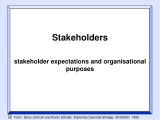Stakeholders stakeholder expectations and organisational purposes