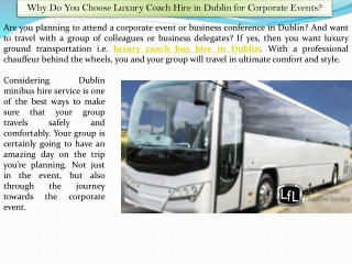 Choose Luxury Coach Hire in Dublin for Corporate Events - LFLCS