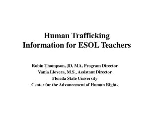 Human Trafficking Information for ESOL Teachers