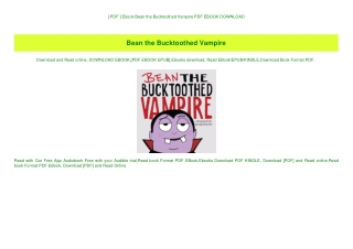 [ PDF ] Ebook Bean the Bucktoothed Vampire PDF EBOOK DOWNLOAD