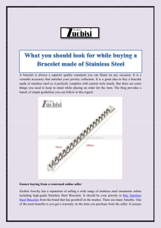What you should look for while buying a Bracelet made of Stainless Steel