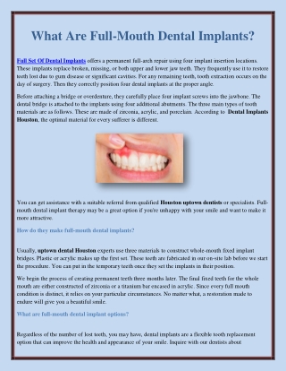 What Are Full-Mouth Dental Implants?