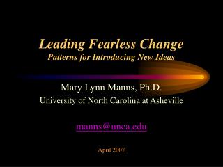 Leading Fearless Change Patterns for Introducing New Ideas