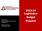 2013-14 Legislative Budget Request