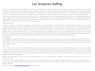 Can Temporary Staffing