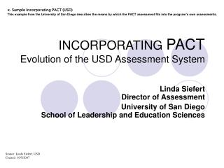 INCORPORATING PACT Evolution of the USD Assessment System