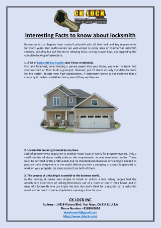Interesting Facts to know about locksmith