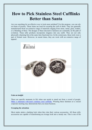 How to Pick Stainless Steel Cufflinks Better than Santa