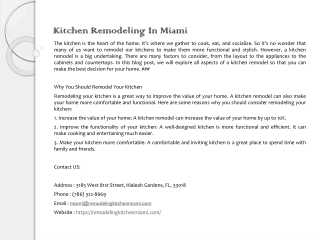 Kitchen Remodeling In Miami