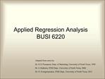 Applied Regression Analysis BUSI 6220