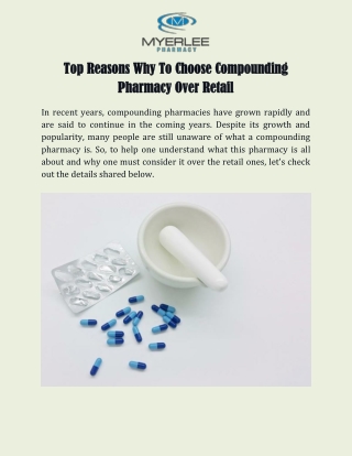 Best Compounding Pharmacy In Fort Myers FL | Myerlee Pharmacy