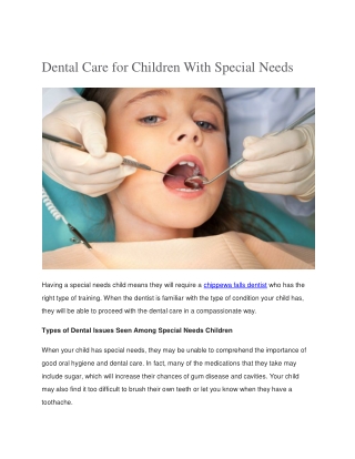 Dental Care for Children With Special Needs