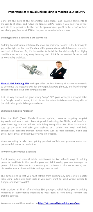 Importance of Manual Link Building in Modern SEO Industry