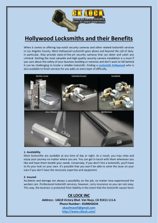 Hollywood Locksmiths and their Benefits