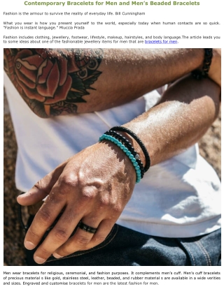 Contemporary Bracelets for Men and Men’s Beaded Bracelets