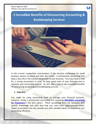2 Incredible Benefits of Outsourcing Accounting & Bookkeeping Services