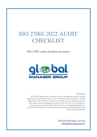 Ready-to-use ISO 27001:2022 Audit Checklist Templates
