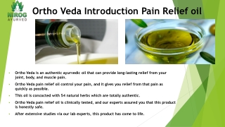 Ortho Veda Introduction Pain Relief oil