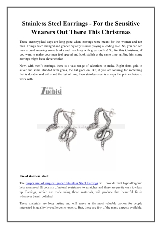 Stainless Steel Earrings - For the Sensitive Wearers Out There This Christmas
