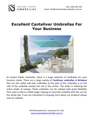 Excellent Canteliver Umbrellas For Your Business