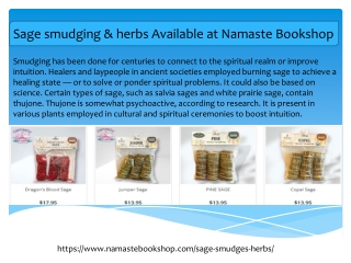 Sage Smudging & Herbs available at namaste Bookshop