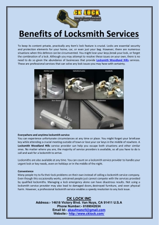 Benefits of Locksmith Services