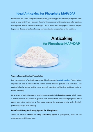 Ideal Anticaking for Phosphate MAP/DAP