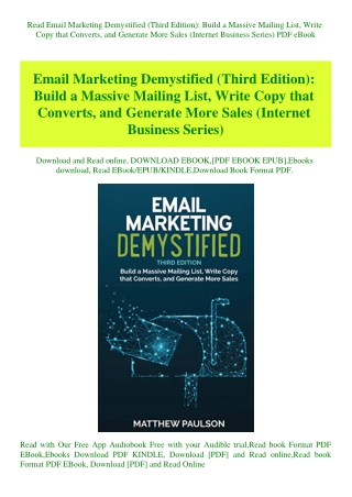 Read Email Marketing Demystified (Third Edition) Build a Massive Mailing List  Write Copy that Conve