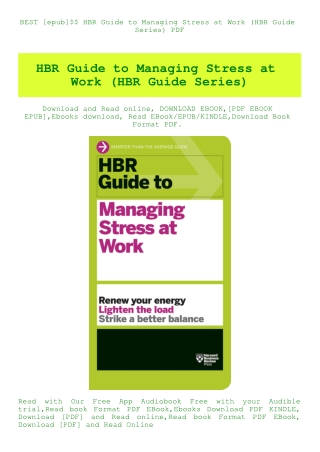 BEST [epub]$$ HBR Guide to Managing Stress at Work (HBR Guide Series) PDF