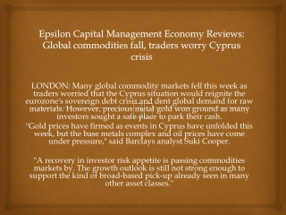 Epsilon Capital Management Economy Reviews: Global commoditi