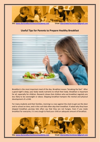 Useful Tips for Parents to Prepare Healthy Breakfast