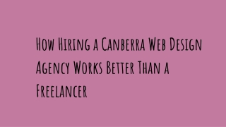 How Hiring a Canberra Web Design Agency Works Better Than a Freelancer
