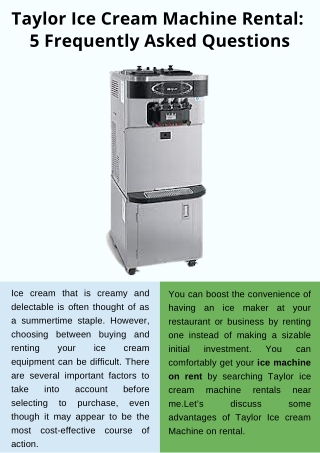 Taylor Ice Cream Machine Rental  5 Frequently Asked Questions