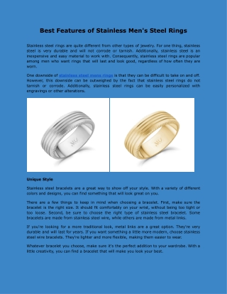 Best Features of Stainless Mens Steel Rings