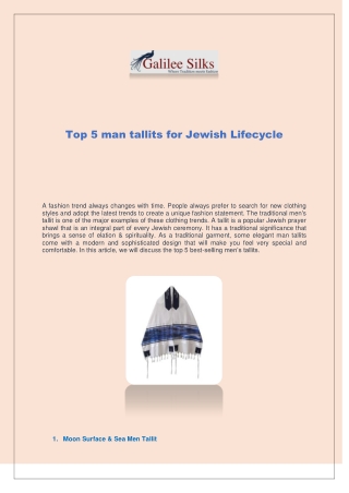 Top 5 man tallits for Jewish Lifecycle