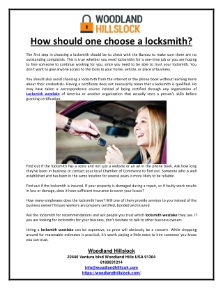 How should one choose a locksmith