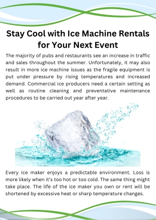 Stay Cool with Ice Machine Rentals for Your Next Event