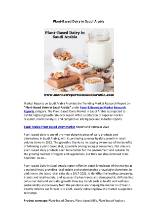 Plant Based Dairy in Saudi Arabia pdf file
