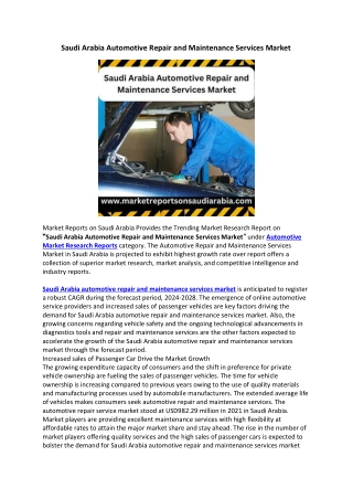 Saudi Arabia Automotive Repair and Maintenance Services Market Forecast and Opportunity 2028 pdf file