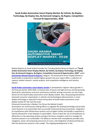 Saudi Arabia Automotive Smart Display Market 2028 pdf file