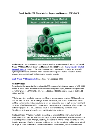 Saudi Arabia PPR Pipes Market pdf file